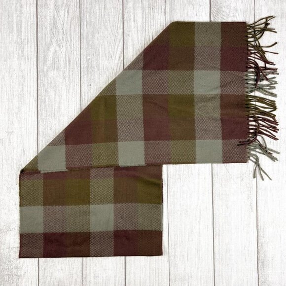 Academia Plaid Earth Tone Wide Acrylic Scarf - Picture 4 of 5
